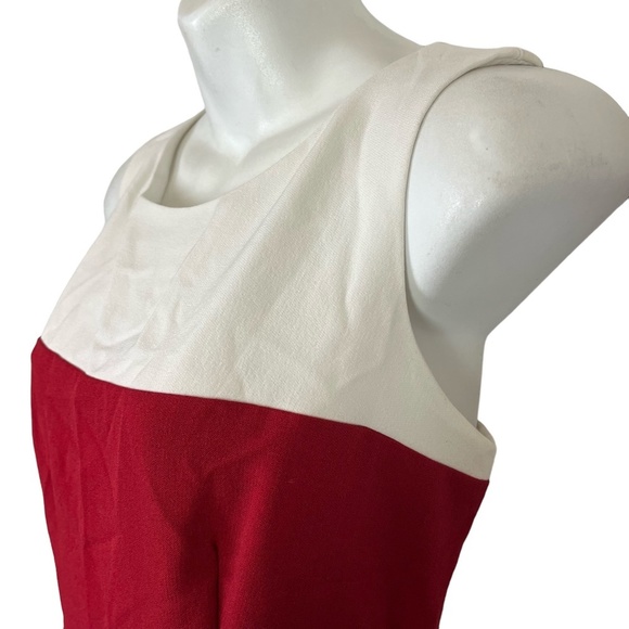 KASPER Red White Black Color Block Sheath Sleeveless Knee Length Career Dress 4 - Picture 5 of 16